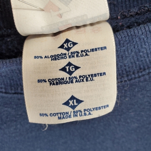 Vtg Y2K Jerzees Russell Sweatshirt Men XL Blank Navy Cotton Nublend Active USA - Picture 6 of 10
